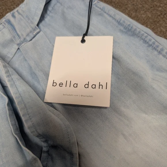 Bella Dahl Light Blue Tencel Women's Shorts Button Fly Tie Waist Large - Picture 3 of 9